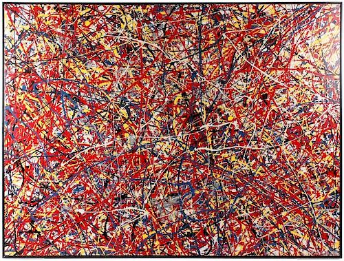 Style of Jackson Pollock Drip Painting, Signed