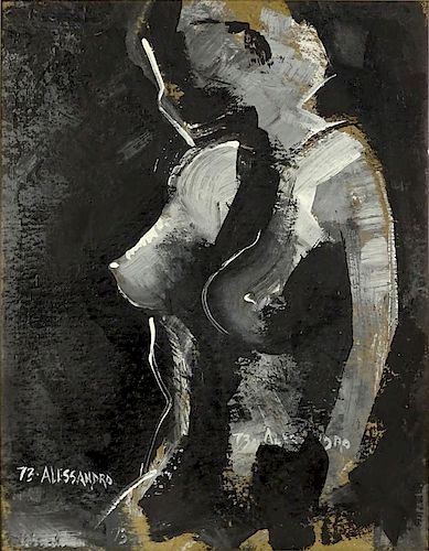 Alex Alessandro, American (20th Century)  Oil on cardboard. "Nude".