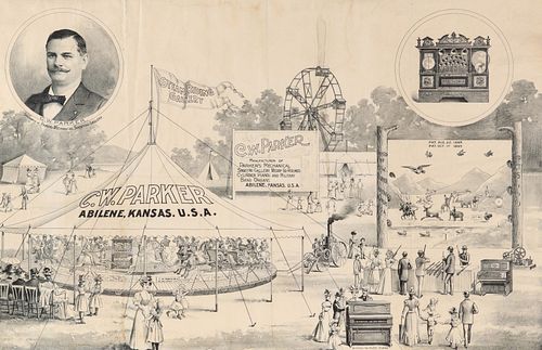 AN 1890s ADVERTISING POSTER FOR C.W. PARKER AMUSEMENT