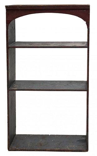 A 19TH CENTURY AMERICAN PAINTED SHELF WITH CORNICE