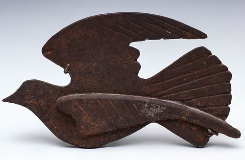 AN EARLY 20TH C. CAST IRON STYLIZED MODEL OF A DOVE