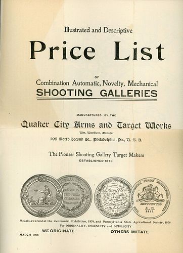 QUAKER CITY SHOOTING GALLERY TRADE CATALOGS, 1900-1914