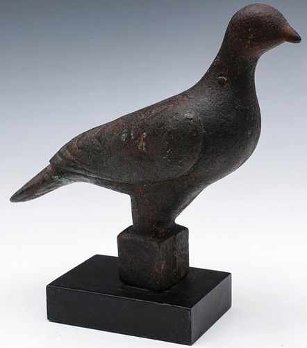 A GOOD SOLID 19TH CENTURY CAST IRON PIGEON DECOY