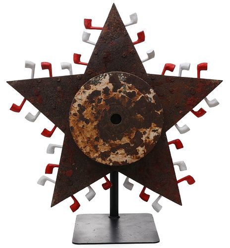 A LARGE RARE ROTATING STAR CAST IRON GALLERY TARGET