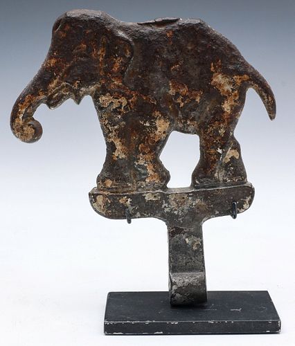 A RARE AND WELL-FORMED IRON ELEPHANT TARGET FIGURE