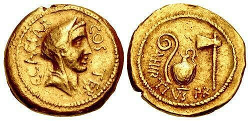The Caesarians. Julius Caesar. Early 46 BC. AV Aureus