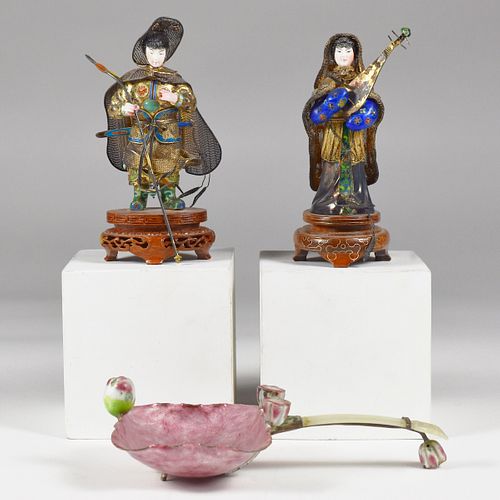 Grp: 3 20th c. Chinese Enamel & Jade Objects