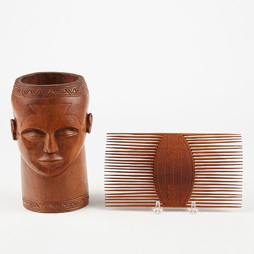 Kuba Head Palm Wine Cup + African Comb