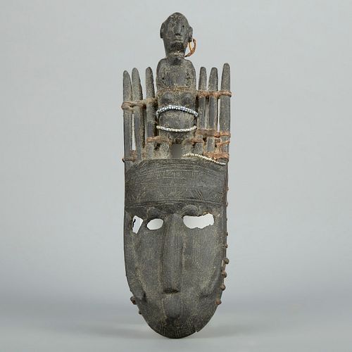 Bambara Bamana African Mask with Figure