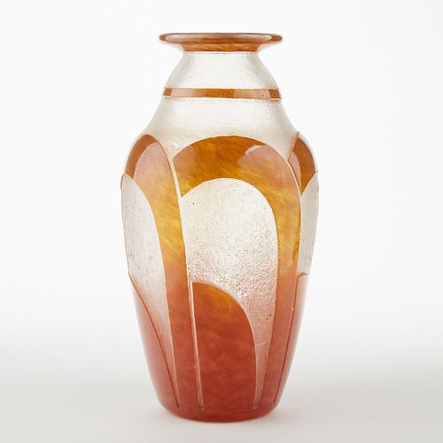 Degue French Art Deco Cameo Glass Vase