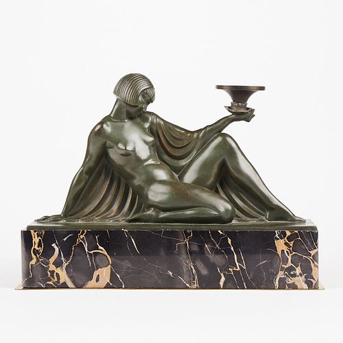Raymonde Guerbe French Bronze Nude Lamp