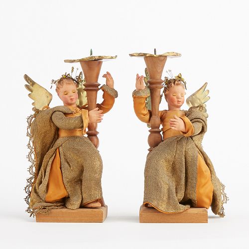 Pair of Art Deco German Anna Fehrle Figural Angel Candlesticks