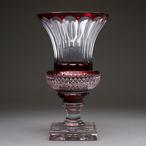 Large Faberge Cut Crystal Vase