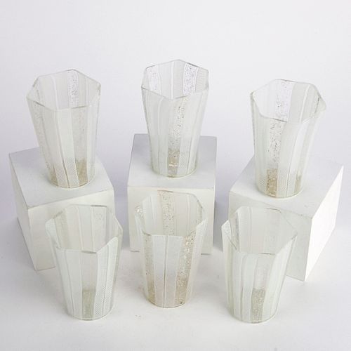 Grp: 6 Venetian Murano Latticino Glass Tumblers
