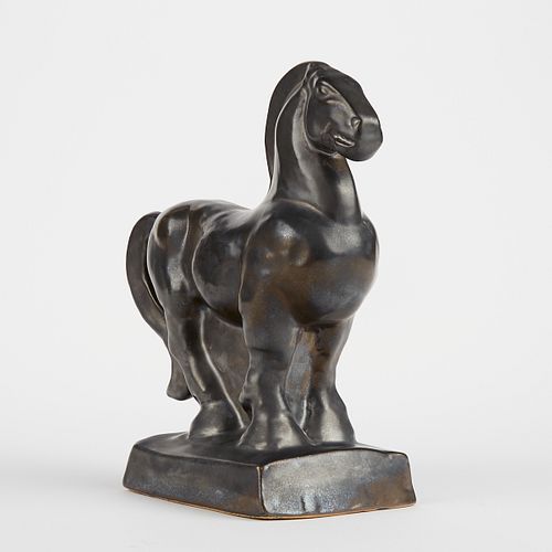 Shearwater Pottery Bronze Glazed Horse Figure Ceramic Sculpture