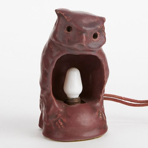 Van Briggle Pottery Owl Night Lamp 1910s Arts & Crafts