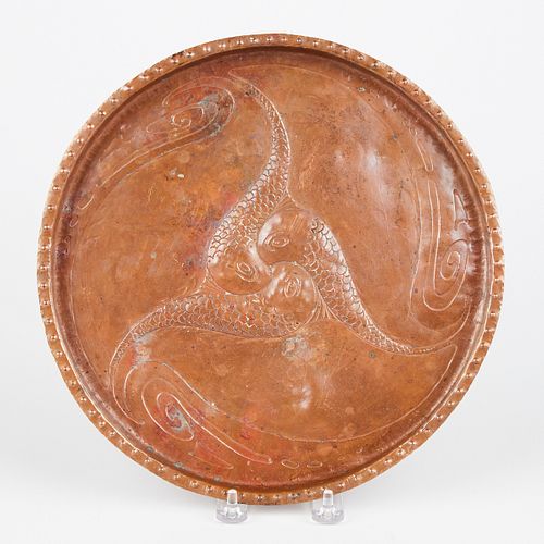 Aesthetic Movement Hand Wrought Copper Triple Fish Tray