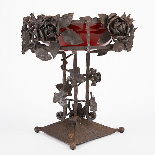 Hand Wrought Iron Tazza with Roses