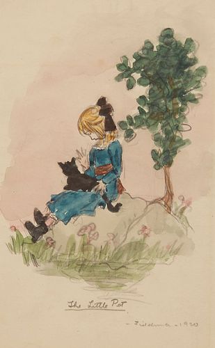 Fidelma Cadmus Kirstein "The Little Pet" Watercolor and Graphite on Paper