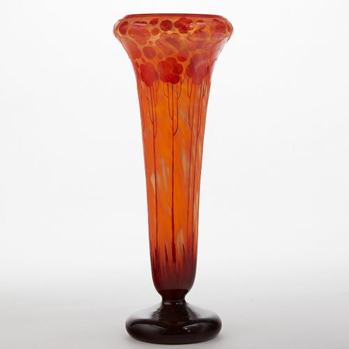 Lrg Charles Schneider Le Verre Francais Cameo Glass Vase