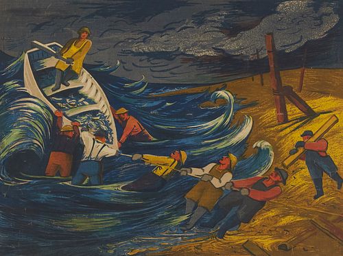 Harry Gottlieb "Fisherman's Luck" Color Lithograph