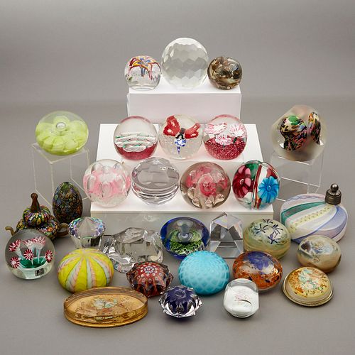 Large Group of European and Murano Glass Paperweights