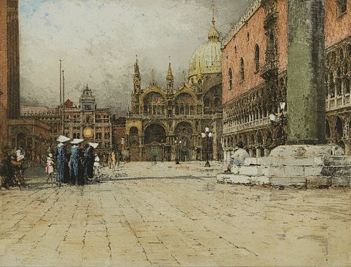 Luigi Kasimir Piazza San Marco Venice Etching