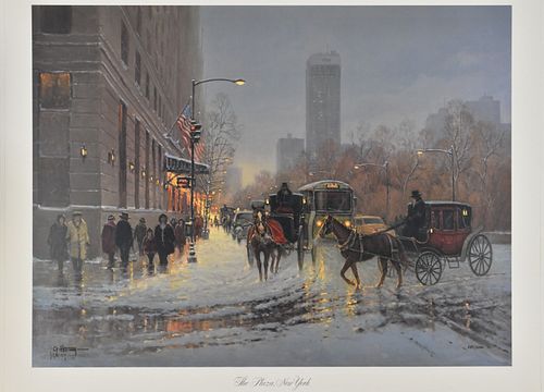 G. Harvey "The Plaza New York" Lithograph Art Print
