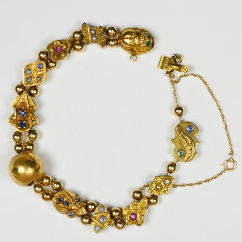 Victorian 14 K Gold Charm Bracelet