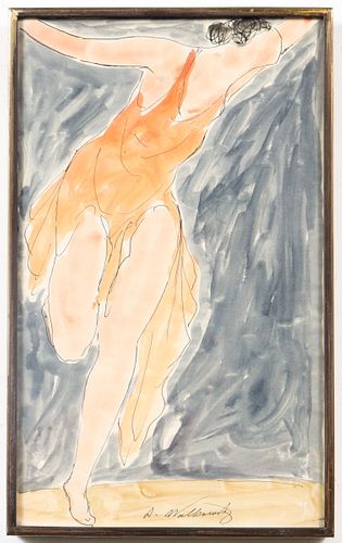 Abraham Walkowitz "Dancer" Watercolor on Paper