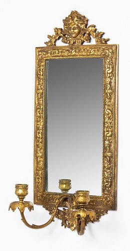 Aesthetic Movement Mirrored Brass Wall Sconce