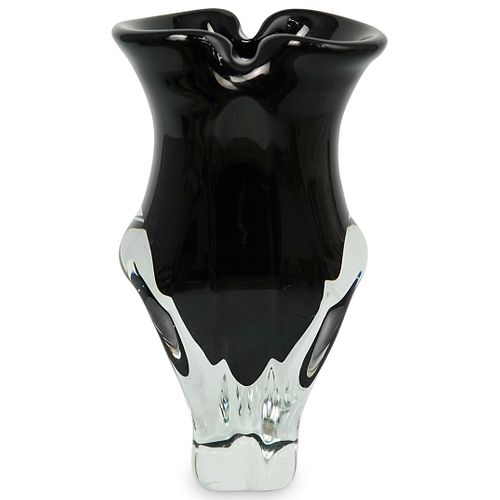 Black & Clear Murano Glass Vase