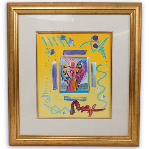 Peter Max (American b. 1937) "Angel With Heart" Mixed Media