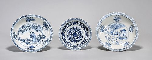 Three Chinese Blue and White Porcelain Dishes