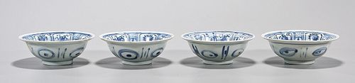 Set of Four Chinese Blue and White Porcelain Bowls