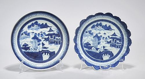 Two Chinese Blue and White Porcelain Chargers
