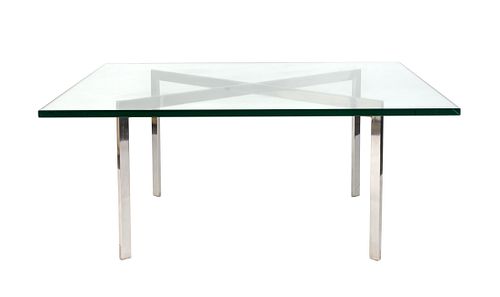 A Ludwig Mies Van Der Rohe Steel and Glass Barcelona Table
