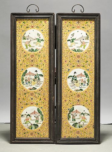 Two Chinese Framed Enameled Porcelain Plaques