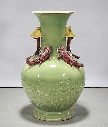 Large Chinese Green Glazed Porcelain Vase