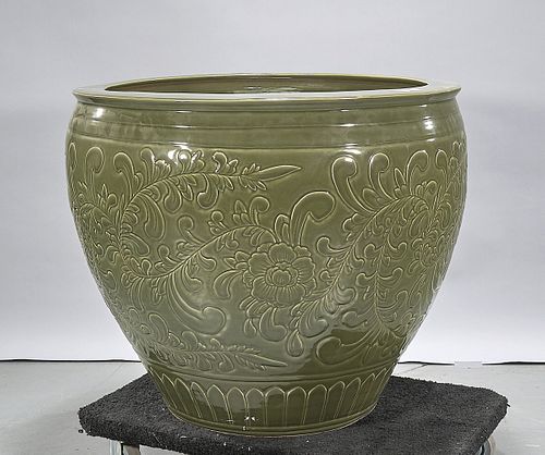 Large Chinese Green Glazed Porcelain Fish bowl