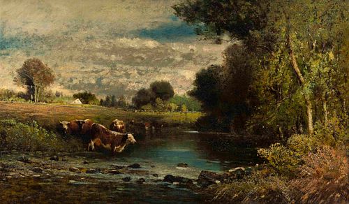 George Nelson Cass
(American, 1831-1882)
Landscape with Cows in a Stream, 1855