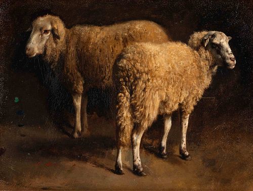 Auguste (Francois Auguste) Bonheur
(French, 1824-1884)
Study of Two Sheep