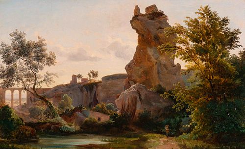 Johann Georg Gemlin
(German, 1810-1854)
Landscape in Italy, Syracuse, Sicily, 1839