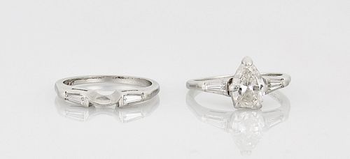 Platinum and Diamond Engagement Ring and Wedding Band Suite