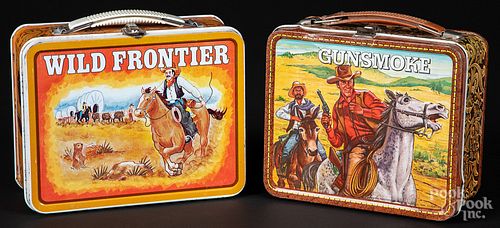 Two western theme tin lunch boxes