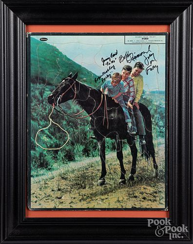 Signed Bobby Diamond framed Fury western puzzles
