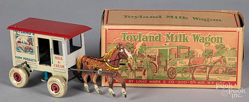 Marx tin lithograph wind-up Toyland Milk Wagon