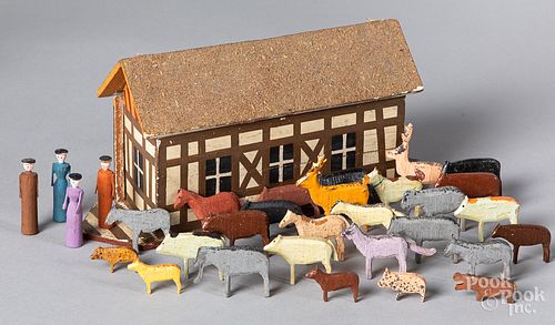 German painted wood Noah's Ark