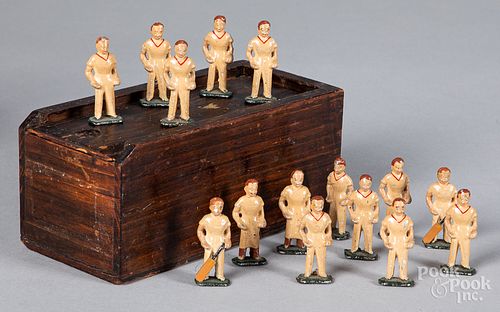 Set of painted lead cricket players