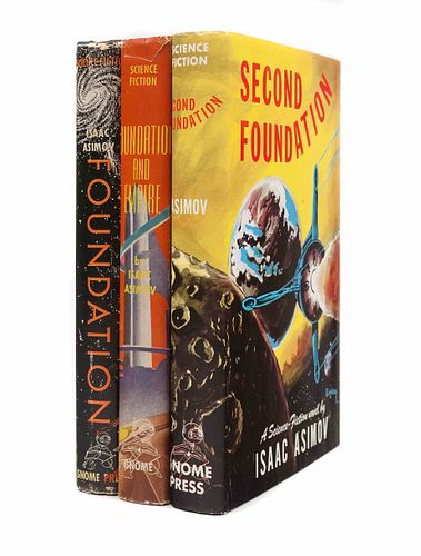 ASIMOV, Isaac (1920-1992). [The Foundation Trilogy]: Foundation.  - Foundation and Empire.  - Second Foundation.  New York: Gnome Press, 1951-53.